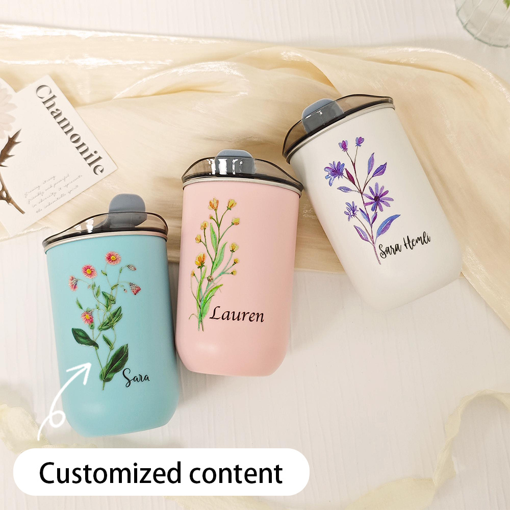 Custom Birth Flower Stainless  - Coffee Tea Name review and price