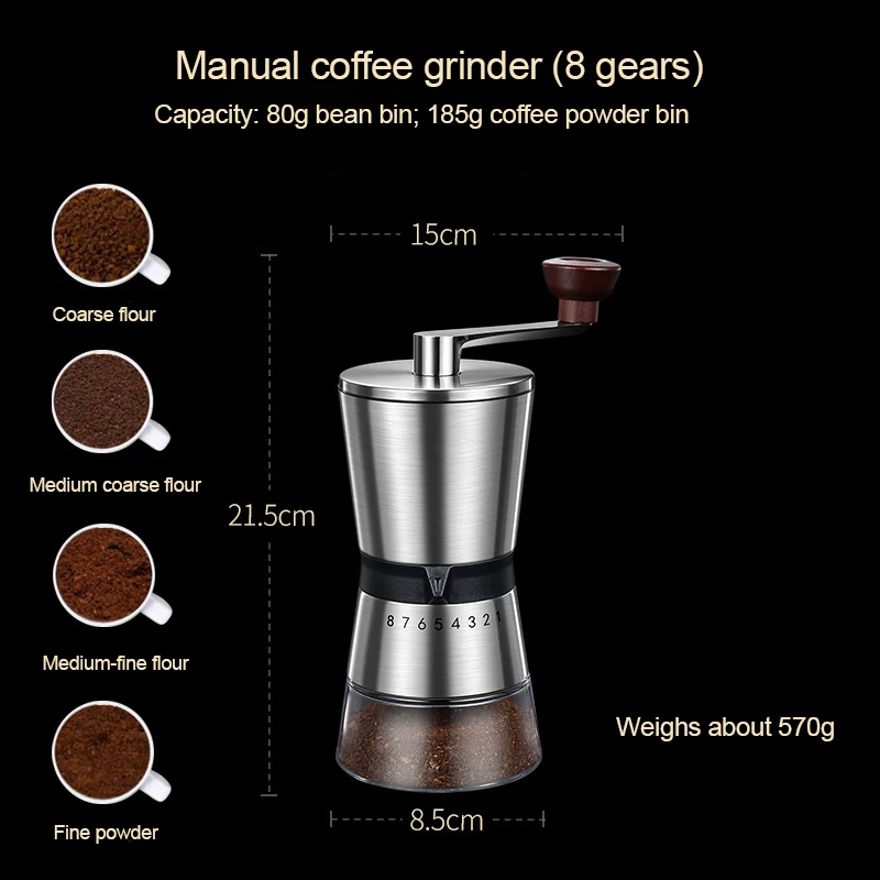 8 Adjustable Manual Coffee Gri - Burr Hand Grinder review and price
