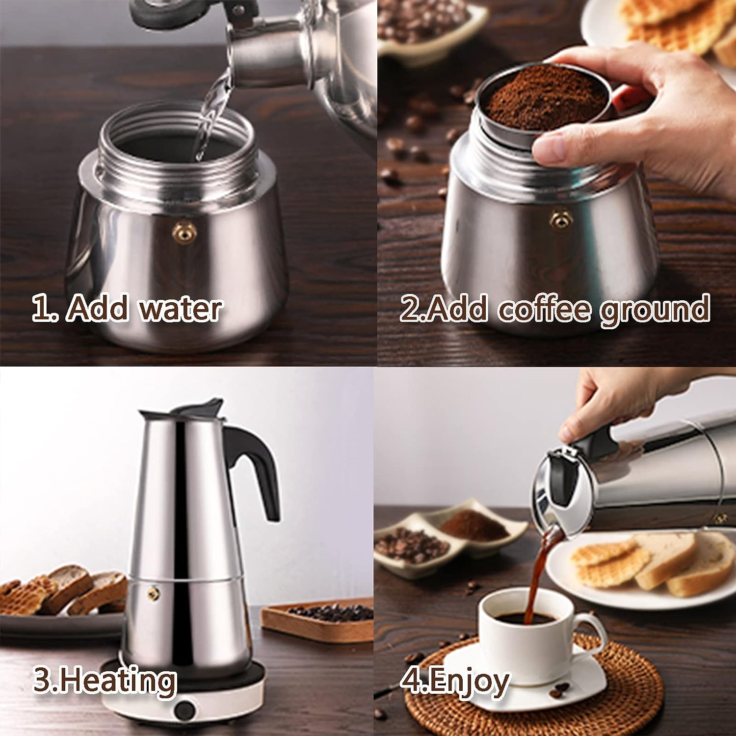 4/6/9 Cups Moka Pot Caffe Mach - Moka Pot Stove review and price